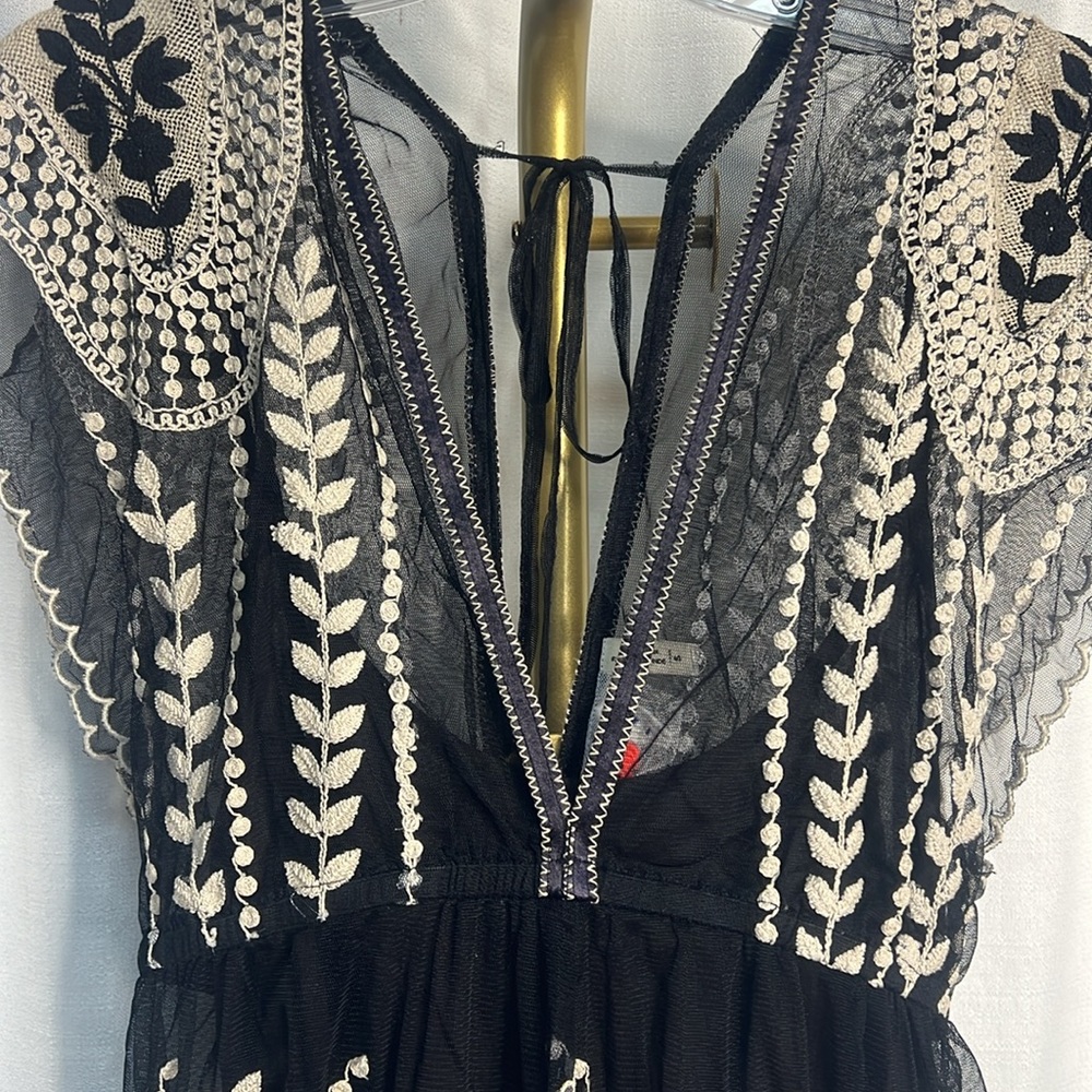 Free People Ollari Ethereal Embroidered Lace Mini Dress in Black - Picture 8 of 11